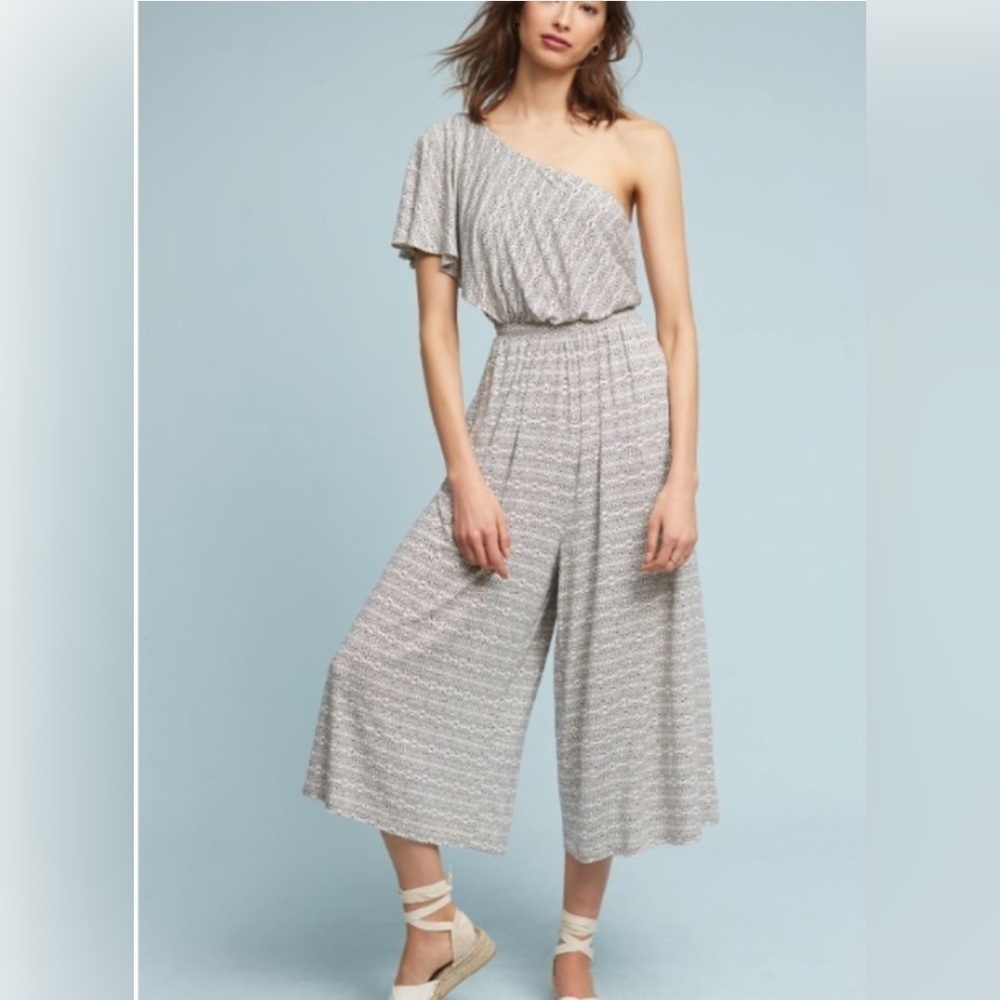 Anthropologie Maeve Jamie One Shoulder Jumpsuit Wide-Leg Jersey Size XS Flowy